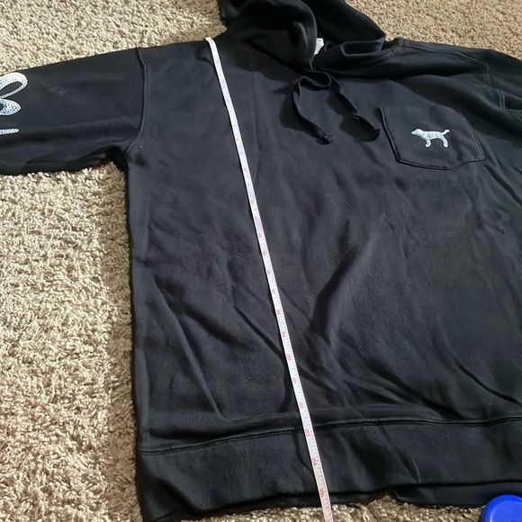 Ladies “PINK” long sleeve hooded sequin accent lightweight sweatshirt. Sz XS - Picture 6 of 12